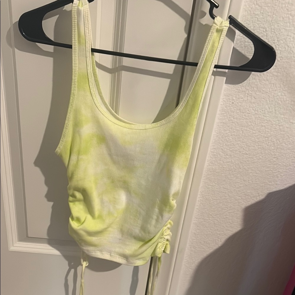Hollister Yellow Ruched Crop Tank Top